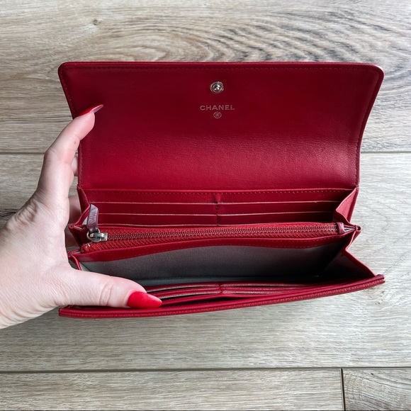 Chanel Red Caviar Leather Timeless CC Large Gusset Long Flap Wallet - Picture 13 of 17
